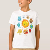 Cute Planets, Solar System, Space, Cosmos, Galaxy T-shirt (Voorkant)
