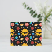 Cute Planets Space Pattern Briefkaart (Staand voorkant)