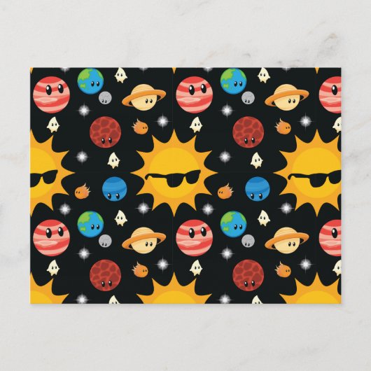 Cute Planets Space Pattern Briefkaart (Voorkant)