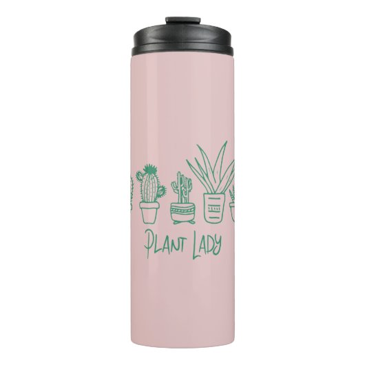 Cute Plant Lady Funny Cactus Quote in Pink Green Thermosbeker (Voorkant)