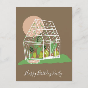 Cute Plant Lovers Greenhouse Illustration Briefkaart