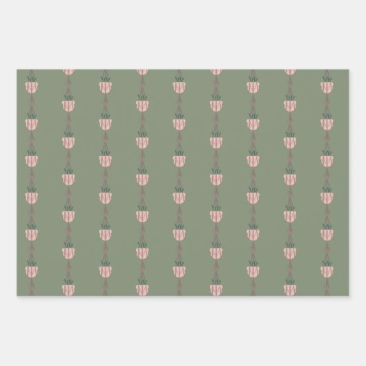 Cute Plant Macrame Scatered Dot Patroon Inpakpapier Vel (Voorkant 3)