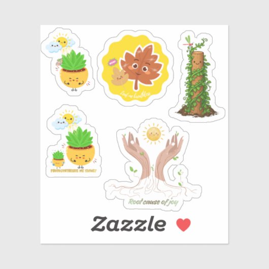 Cute Plant Pun Sticker Sheet Overbrengbaar (Vel)