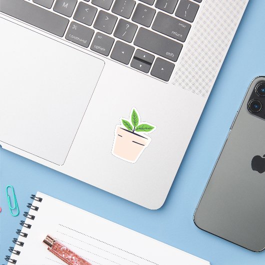 Cute Plant Sticker (Laptop met iPhone)