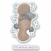 Cute platypus baby zwemmen, illustratie cartoon sticker (Voorkant)