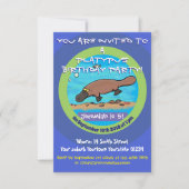 Cute platypus cartoon 5 jaar verjaardagsuitnodigin kaart (Voorkant)