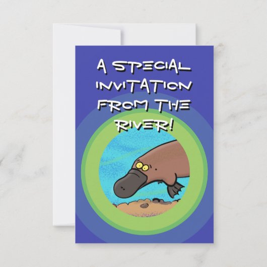 Cute platypus cartoon 5 jaar verjaardagsuitnodigin kaart (Achterkant)