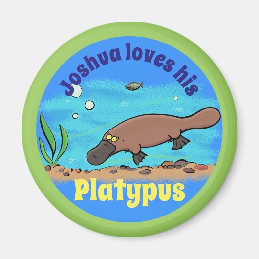Cute platypus cartoon design magnet (Voorkant)