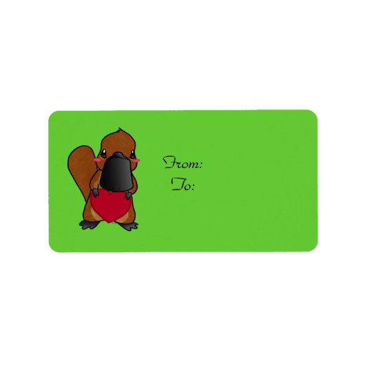 Cute Platypus Etiket (Voorkant)