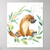 Cute Platypus Eucalyptus Greenery Kinder Wall Art Poster (Voorkant)