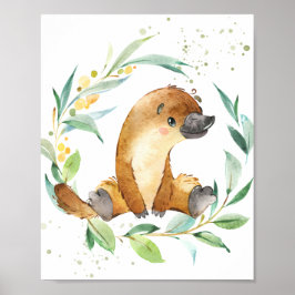 Cute Platypus Eucalyptus Greenery Kinder Wall Art Poster