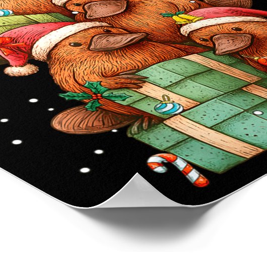 Cute Platypus Le Christmas Tree Xmas Hat  Poster (Hoek)