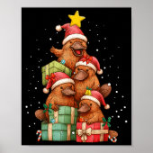 Cute Platypus Le Christmas Tree Xmas Hat  Poster (Voorkant)