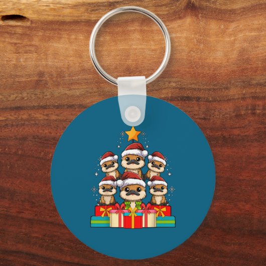 Cute Platypus Le Christmas Tree Xmas Hat  Sleutelhanger (Voorkant)