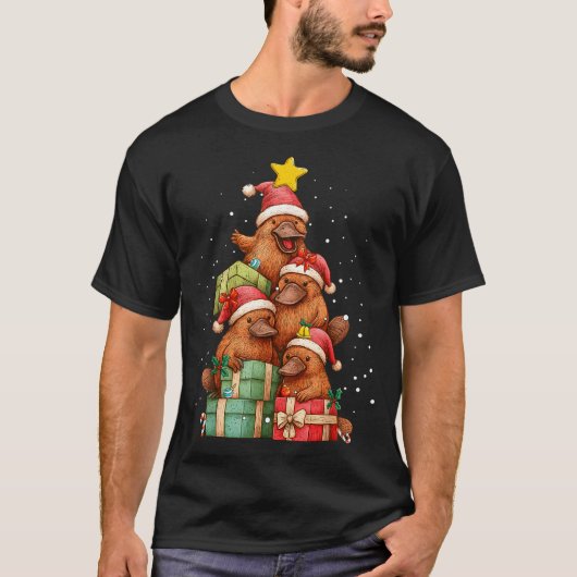 Cute Platypus Le Christmas Tree Xmas Hat  T-shirt (Voorkant)