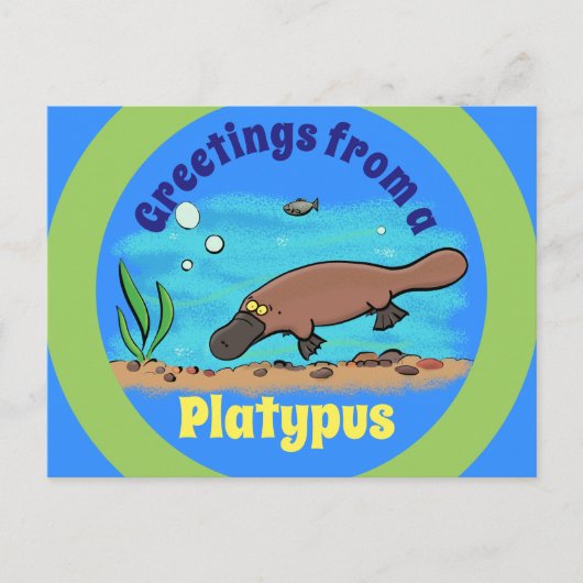 Cute platypus onderwater cartoon briefkaart (Voorkant)