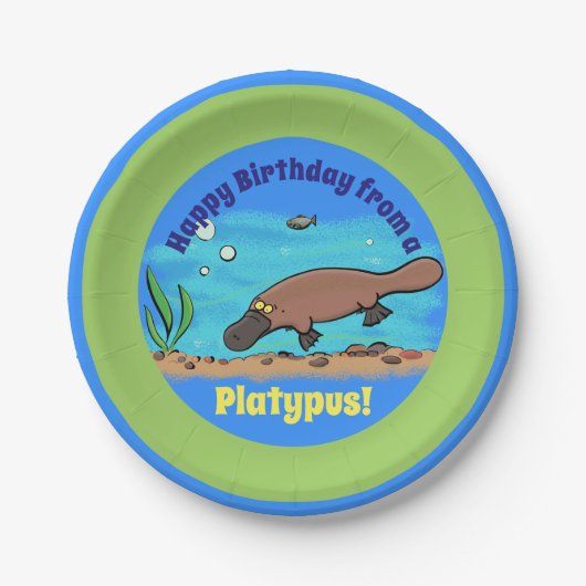 Cute platypus onderwater cartoon papier bord (Voorkant)