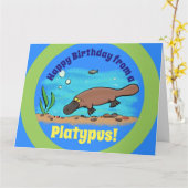 Cute platypus onderwater cartoon verjaardagskaart kaart (Gele Bloem)