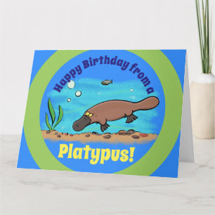Cute platypus onderwater cartoon verjaardagskaart kaart