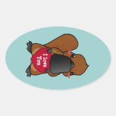 Cute Platypus Ovale Sticker (Voorkant)