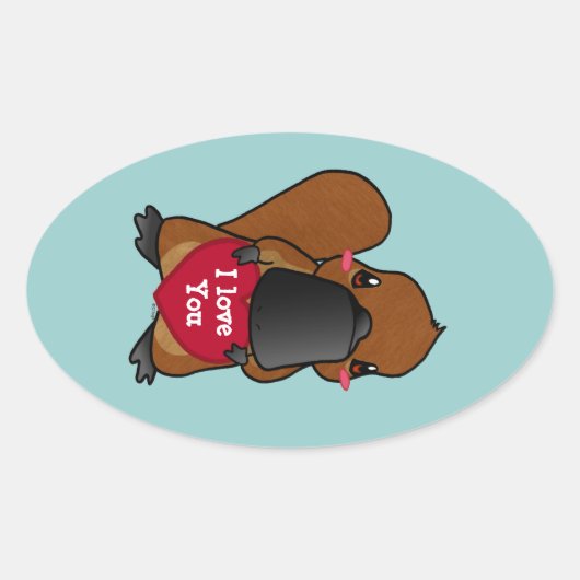 Cute Platypus Ovale Sticker (Voorkant)