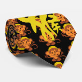 Cute, Playful aap Stropdas met Chinees karakter (Opgerold)
