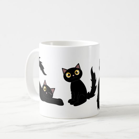 Cute Playful Black Cat Series Koffiemok (Voorkant links)