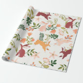 Cute & Playful Bunny Pattern Cadeaupapier (Uitgerold)
