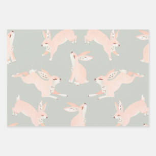 Cute & Playful Bunny Pattern Inpakpapier Vel