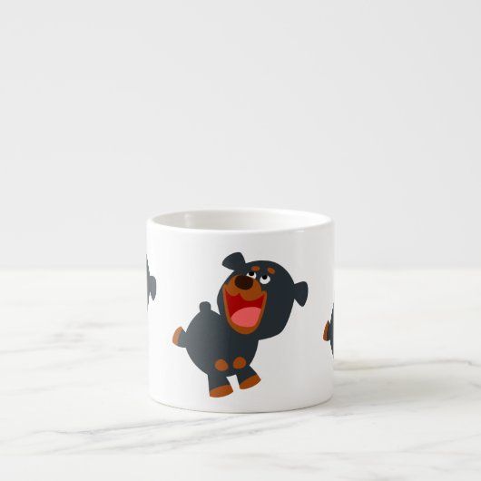 Cute Playful Cartoon Baby Rottweiler Espresso Kop (Voorkant)