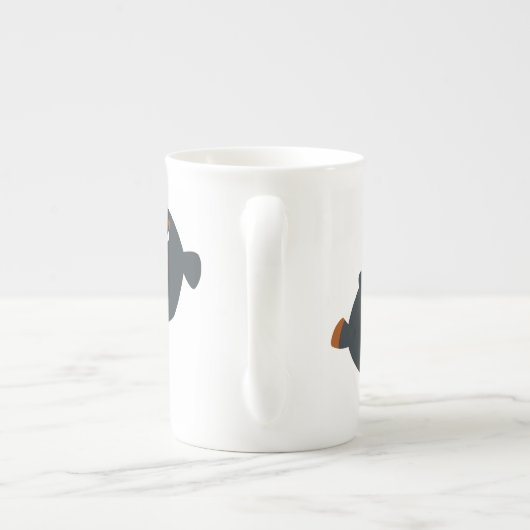 Cute Playful Cartoon Baby Rottweiler Porselein Kop (Achterkant)