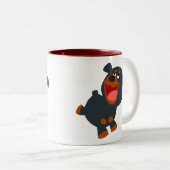 Cute Playful Cartoon Baby Rottweiler Tweekleurige Koffiemok (Voorkant rechts)