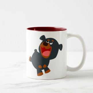 Cute Playful Cartoon Baby Rottweiler Tweekleurige Koffiemok