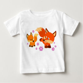Cute Playful Cartoon Foxes Baby T-Shirt