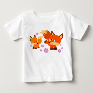Cute Playful Cartoon Foxes Baby T-Shirt