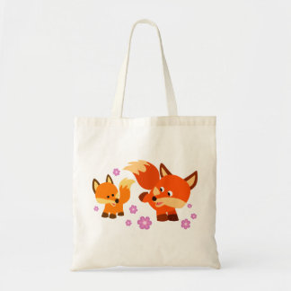 Cute Playful Cartoon Foxes Bag Tote Bag
