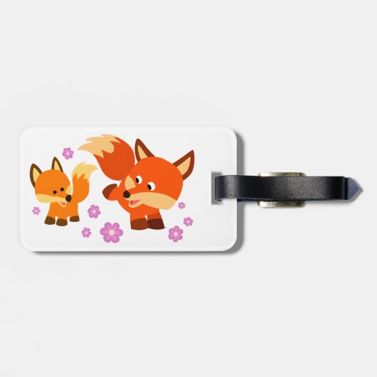 Cute Playful Cartoon Foxes Bagagelabel (Achterkant horizontaal)