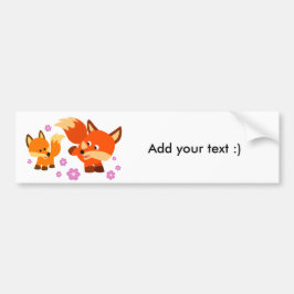 Cute Playful Cartoon Foxes Bumpersticker
