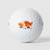 Cute Playful Cartoon Foxes Golf Ball Golfballen (Voorkant)