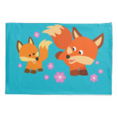 Cute Playful Cartoon Foxes Pillow Hoesje Kussensloop (Achterkant)