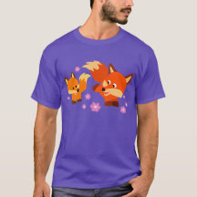 Cute Playful Cartoon Foxes T-Shirt