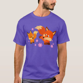 Cute Playful Cartoon Foxes T-Shirt