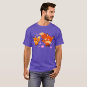 Cute Playful Cartoon Foxes T-Shirt (Voorkant volledig)
