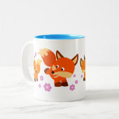 Cute Playful Cartoon Foxes Tweekleurige Koffiemok (Voorkant links)