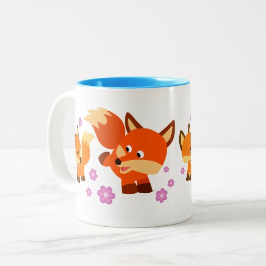 Cute Playful Cartoon Foxes Tweekleurige Koffiemok (Voorkant links)