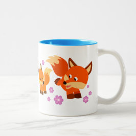 Cute Playful Cartoon Foxes Tweekleurige Koffiemok