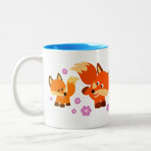Cute Playful Cartoon Foxes Tweekleurige Koffiemok (Links)