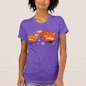 Cute Playful Cartoon Foxes Women T-Shirt (Voorkant)