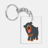 Cute Playful Cartoon Rottweiler AcrylSleutelhanger Sleutelhanger (Voorkant Links)