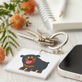 Cute Playful Cartoon Rottweiler AcrylSleutelhanger Sleutelhanger